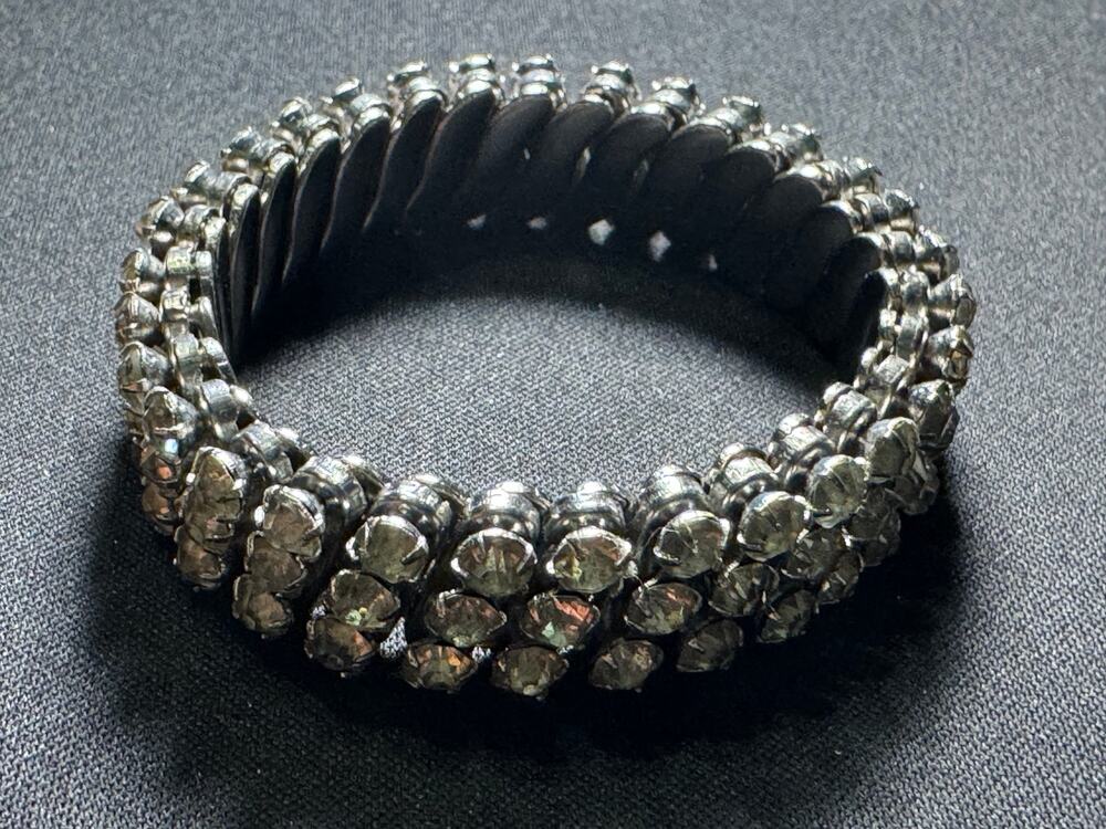 Vintage 1950's Multi Row Rhinestone Stretch Bracelet